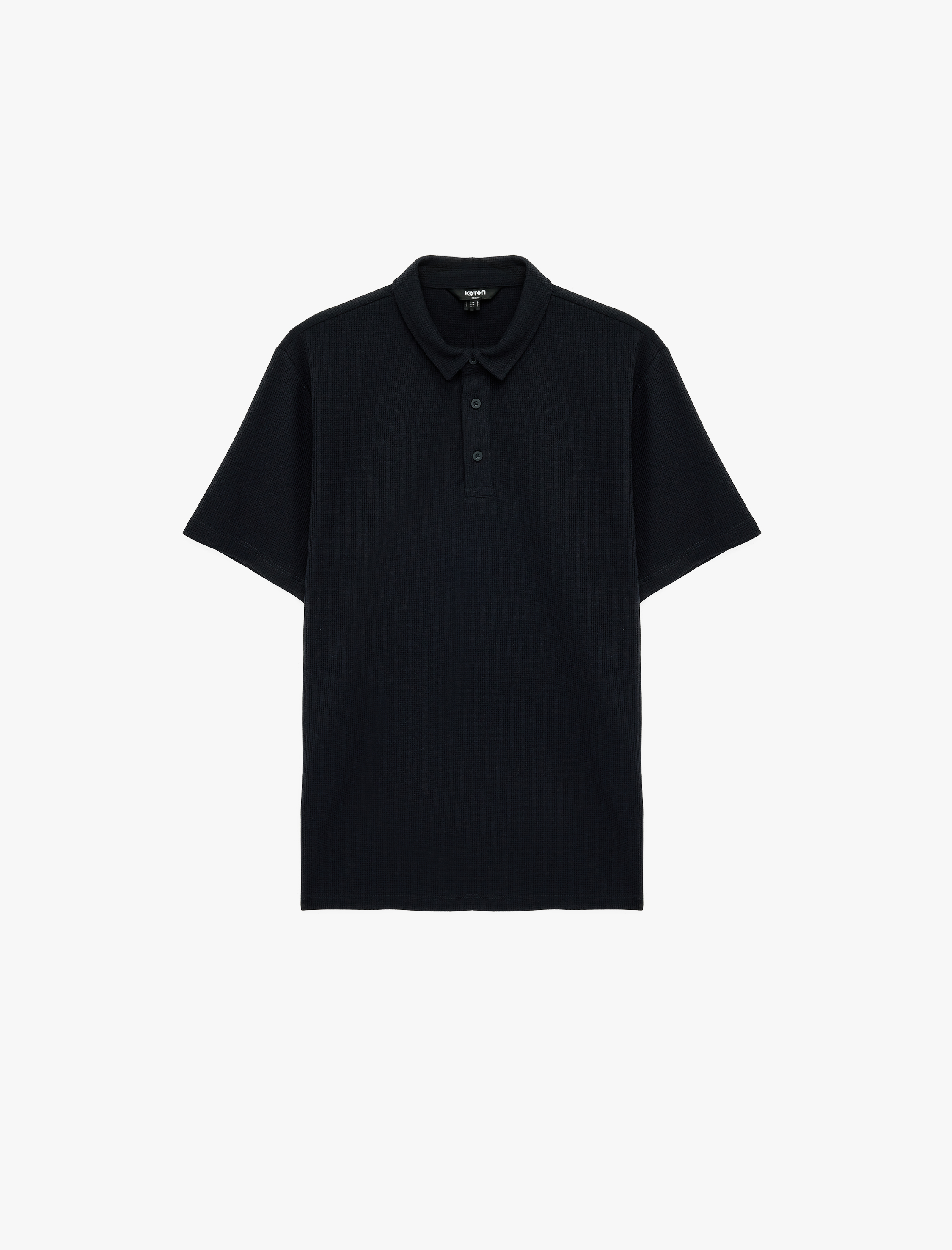   Regular Fit Waffle Dokulu Düğmeli Kısa Kollu Polo Yaka Tişört