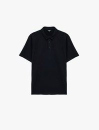 Regular Fit Waffle Dokulu Düğmeli Kısa Kollu Polo Yaka Tişört