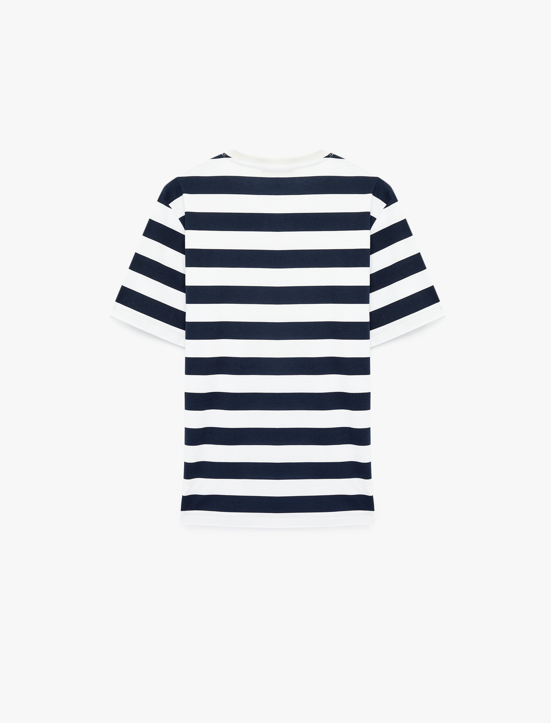   Regular Fit Kısa Kollu Bisiklet Yaka Pamuklu Çizgili Tişört