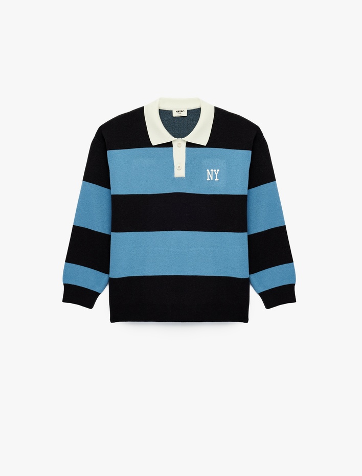 Erkek Çocuk Viskon Karışımlı Uzun Kollu Polo Yaka Triko Kazak