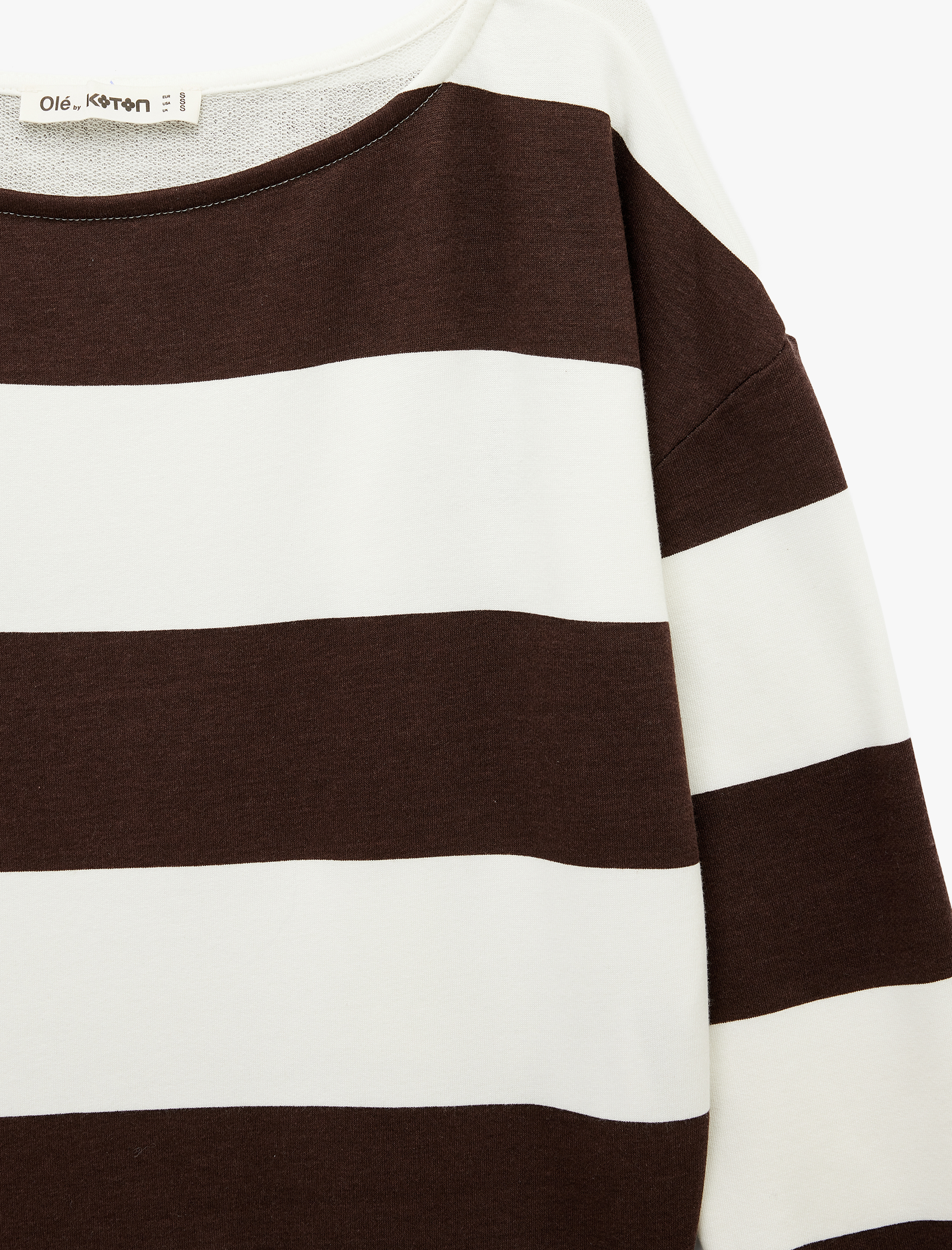   Slim Fit Uzun Kollu Bisiklet Yaka Modal Karışımlı Çizgili Tişört