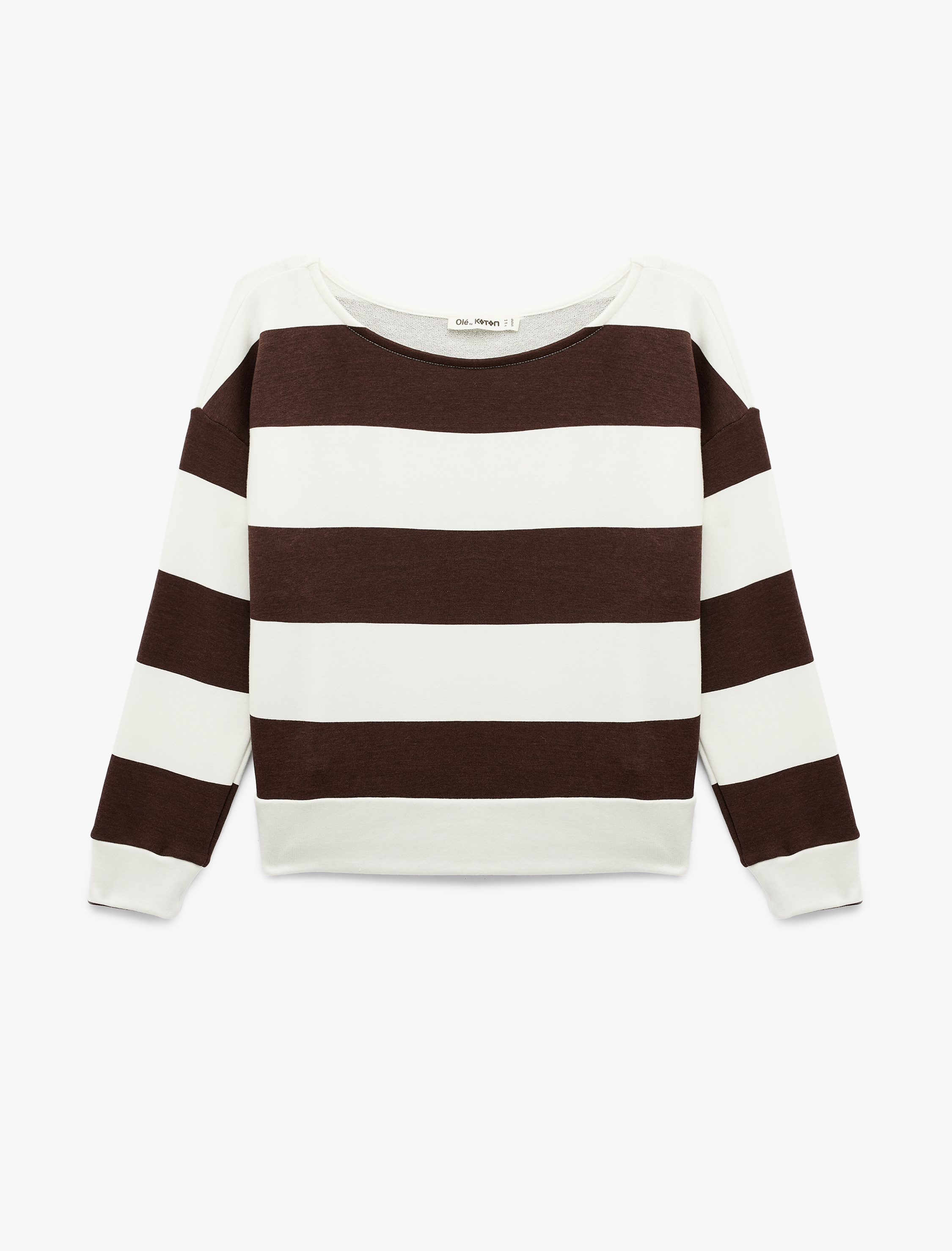   Slim Fit Uzun Kollu Bisiklet Yaka Modal Karışımlı Çizgili Tişört