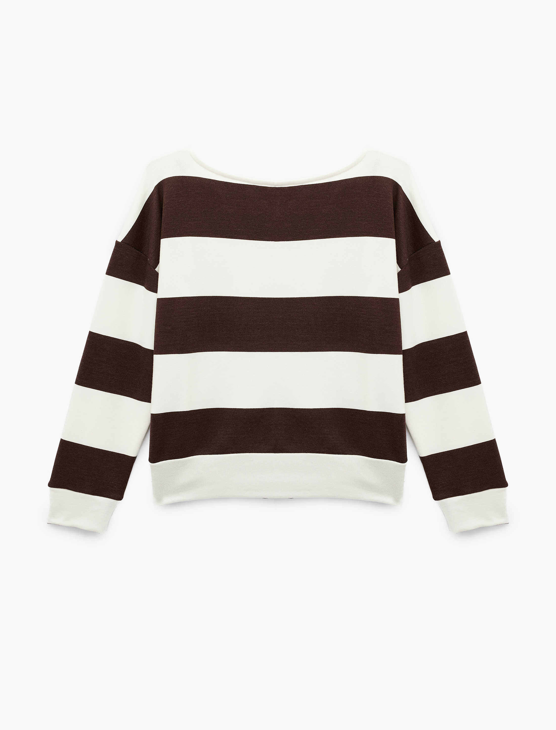   Slim Fit Uzun Kollu Bisiklet Yaka Modal Karışımlı Çizgili Tişört