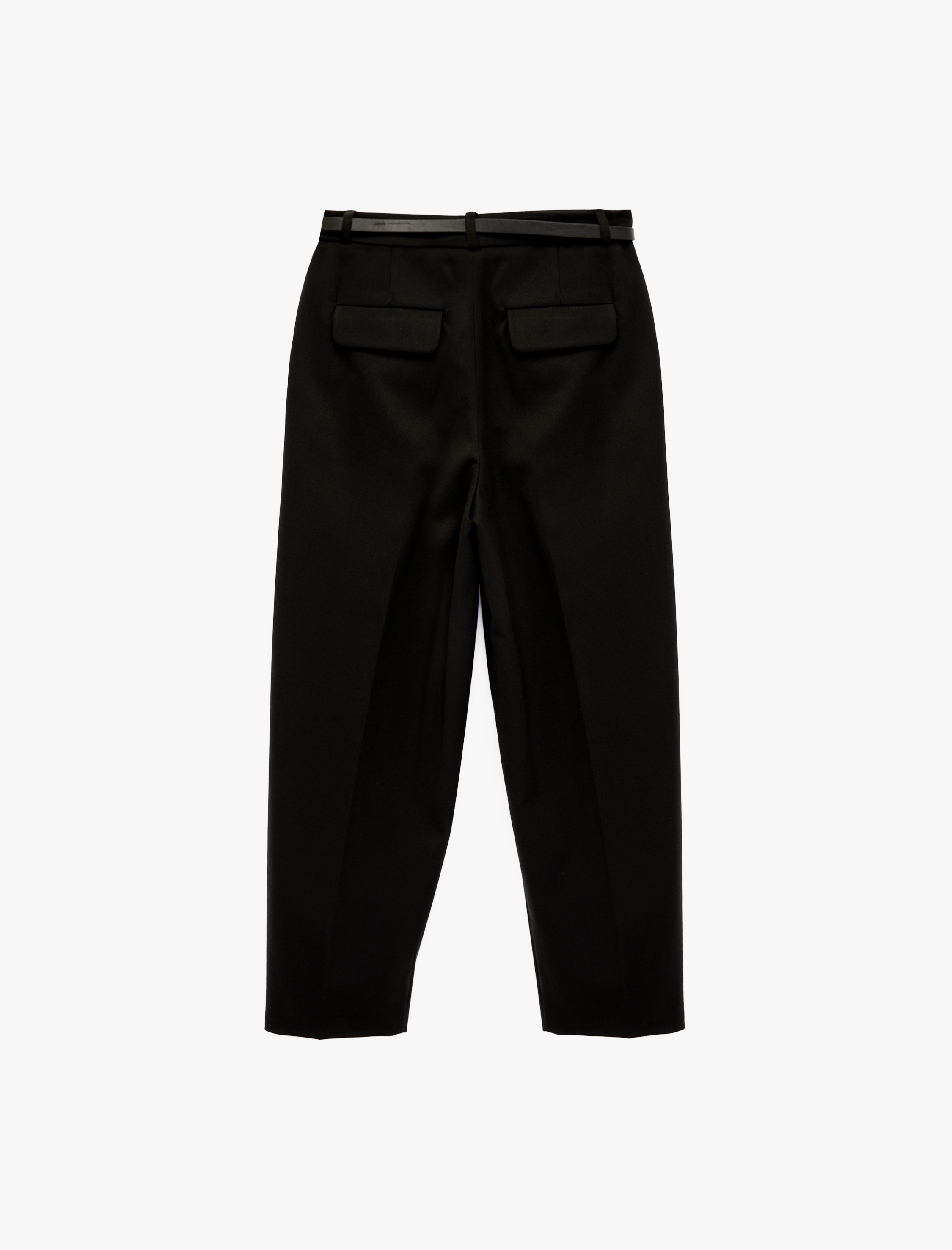   Yüksek Bel Rahat Kalıp Cepli Kemer Detaylı Cigarette Pantolon