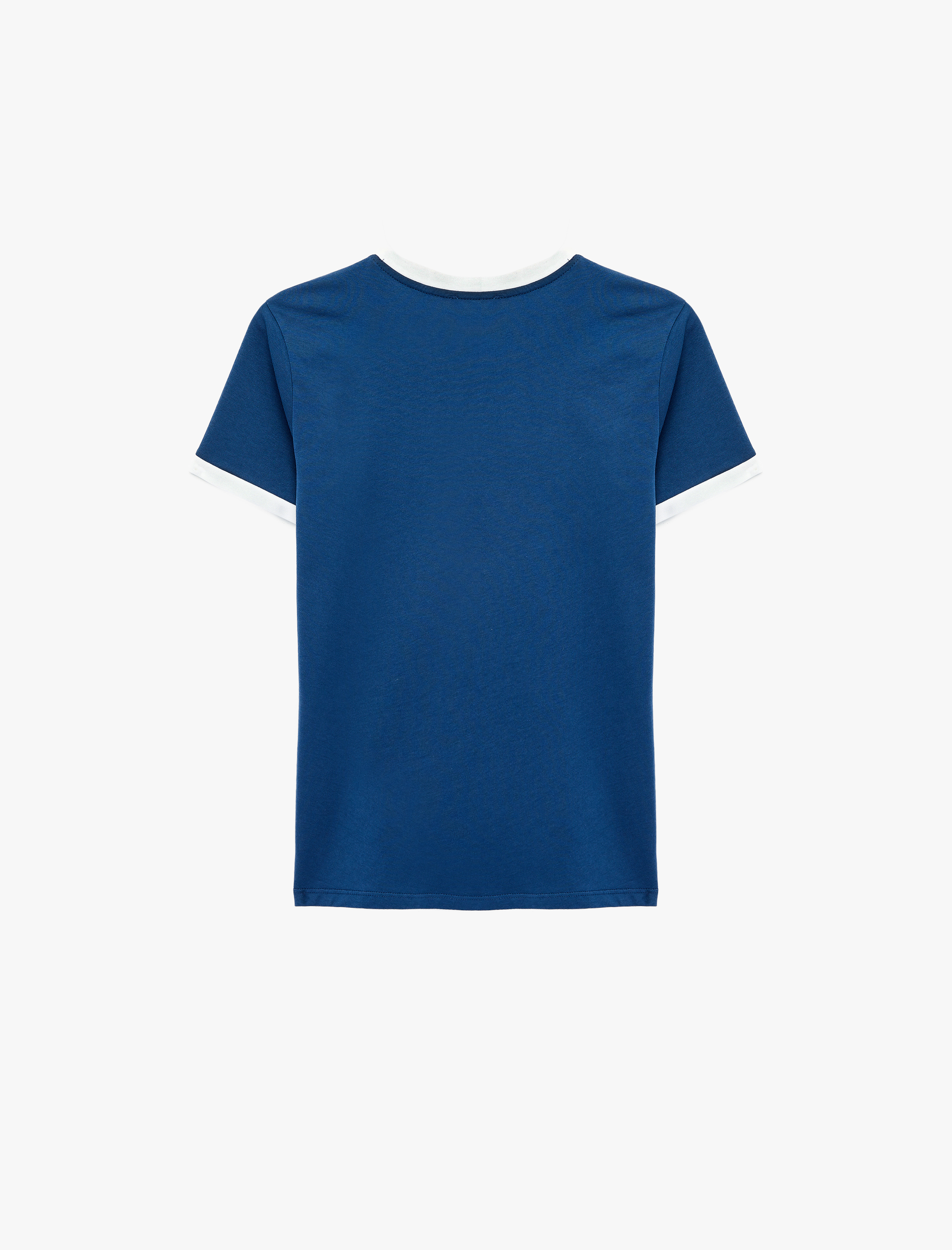   Pamuklu Kısa Kollu Bisiklet Yaka Baskılı Tişört