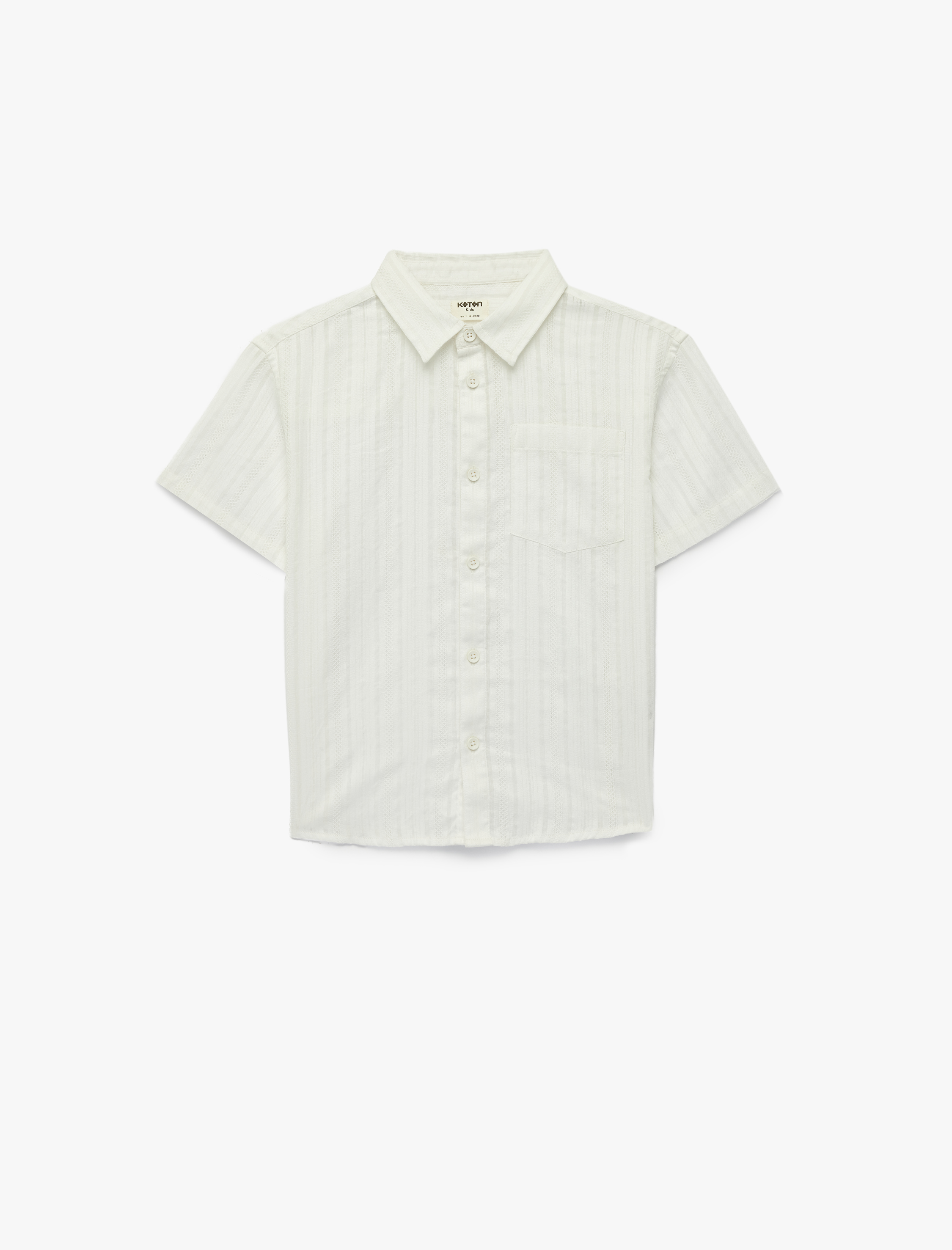  Erkek Çocuk Pamuklu Kısa Kollu Klasik Yaka Düğmeli Çizgili Gömlek