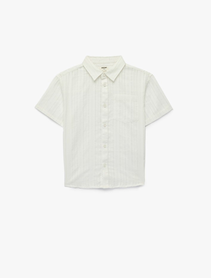 Erkek Çocuk Pamuklu Kısa Kollu Klasik Yaka Düğmeli Çizgili Gömlek