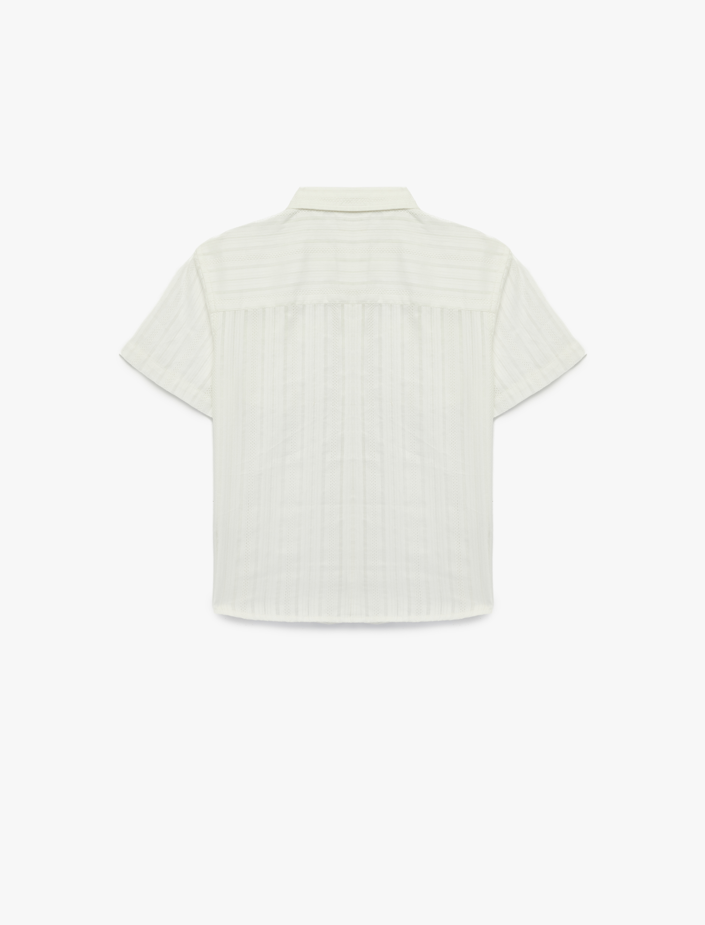  Erkek Çocuk Pamuklu Kısa Kollu Klasik Yaka Düğmeli Çizgili Gömlek