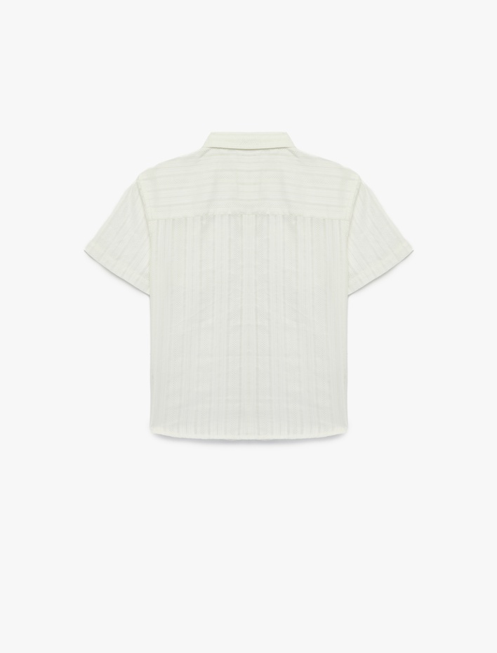 Erkek Çocuk Pamuklu Kısa Kollu Klasik Yaka Düğmeli Çizgili Gömlek