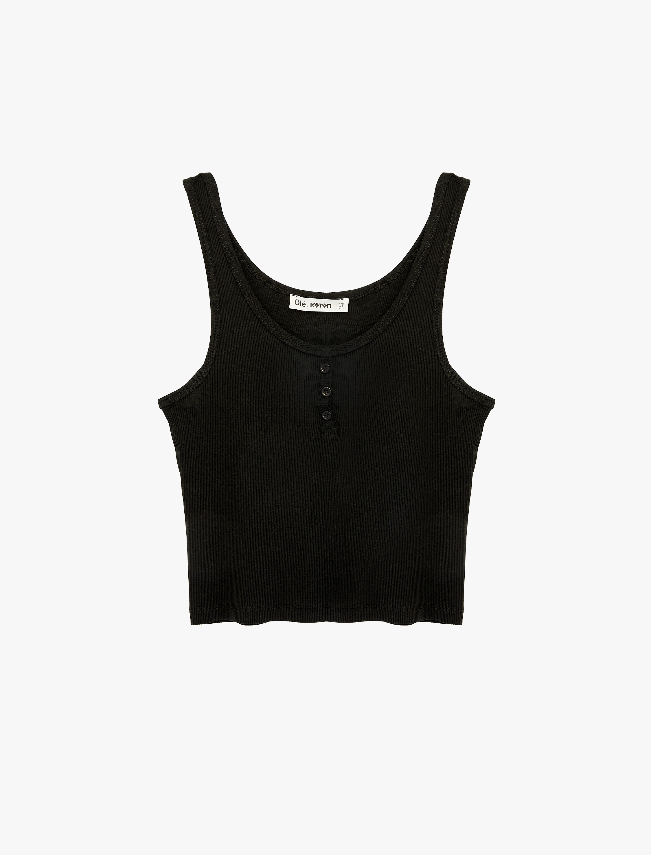   Pamuklu Yarım Düğmeli U Yaka Fitilli Atlet