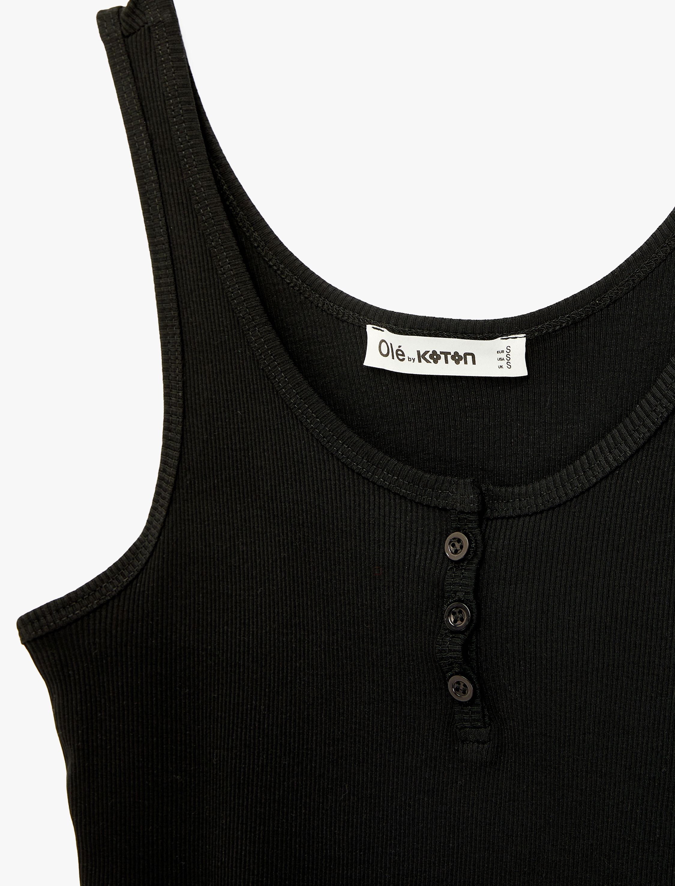   Pamuklu Yarım Düğmeli U Yaka Fitilli Atlet