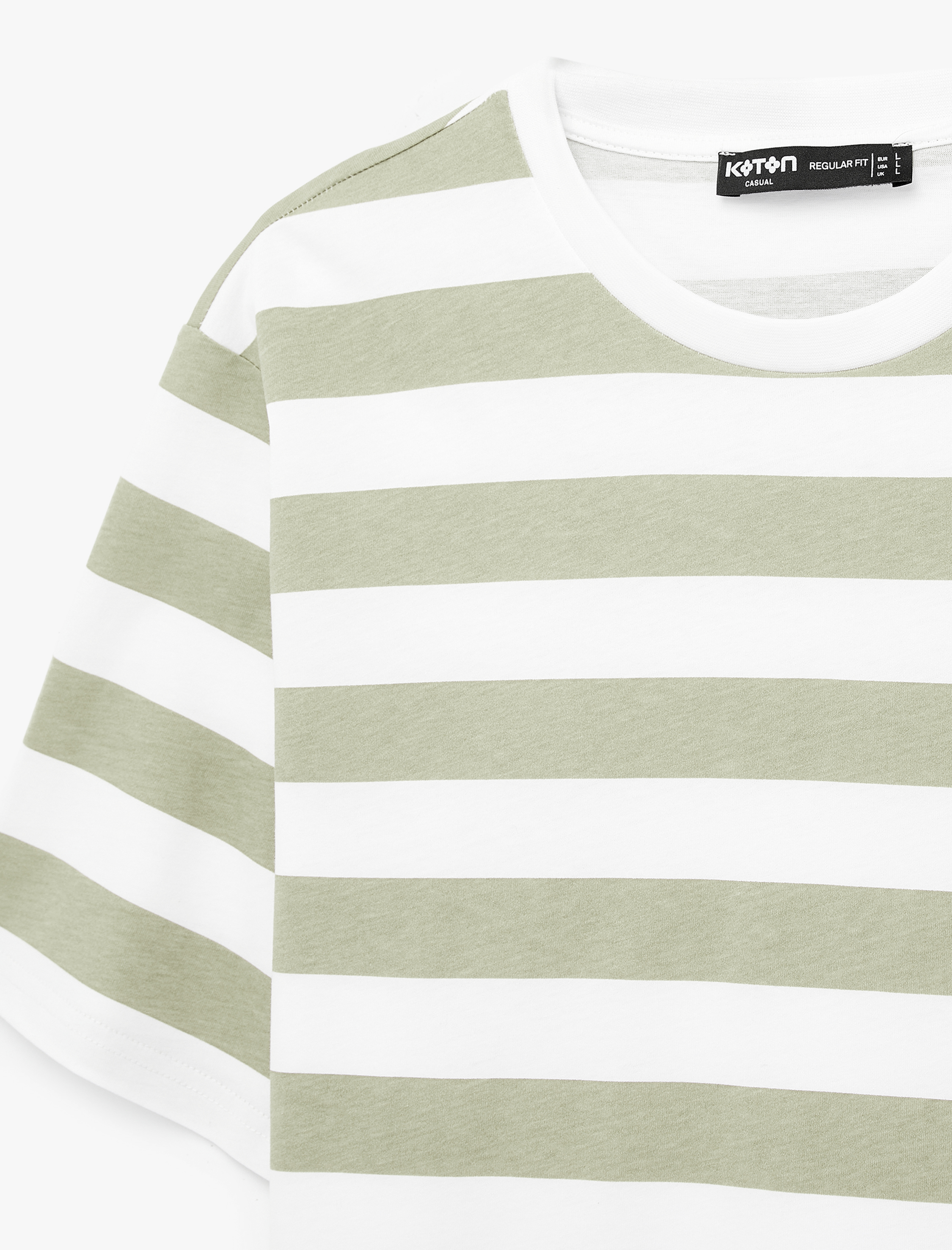   Regular Fit Kısa Kollu Bisiklet Yaka Pamuklu Çizgili Tişört