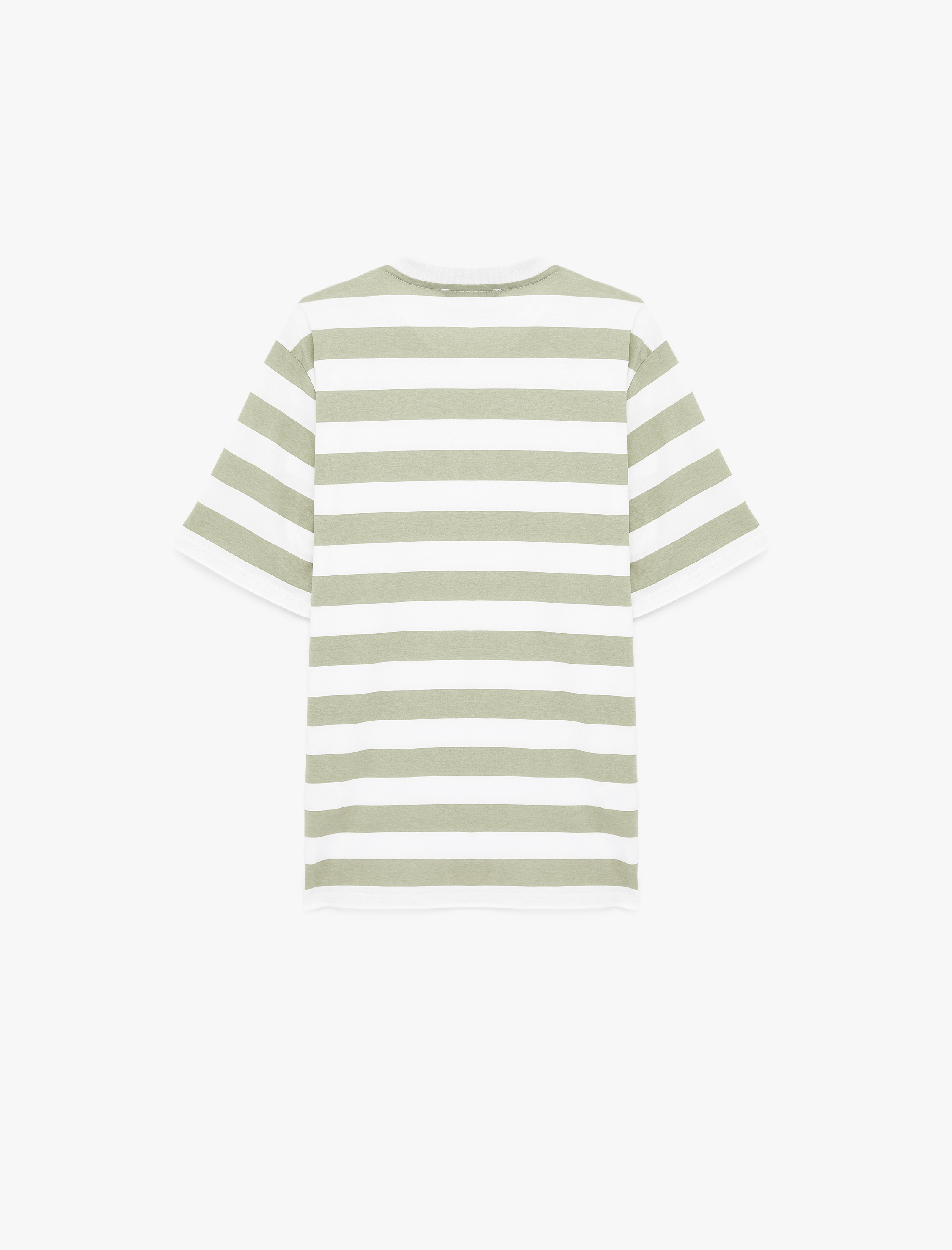   Regular Fit Kısa Kollu Bisiklet Yaka Pamuklu Çizgili Tişört