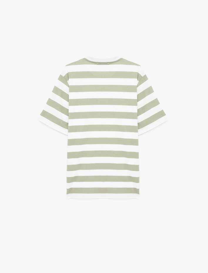  Regular Fit Kısa Kollu Bisiklet Yaka Pamuklu Çizgili Tişört