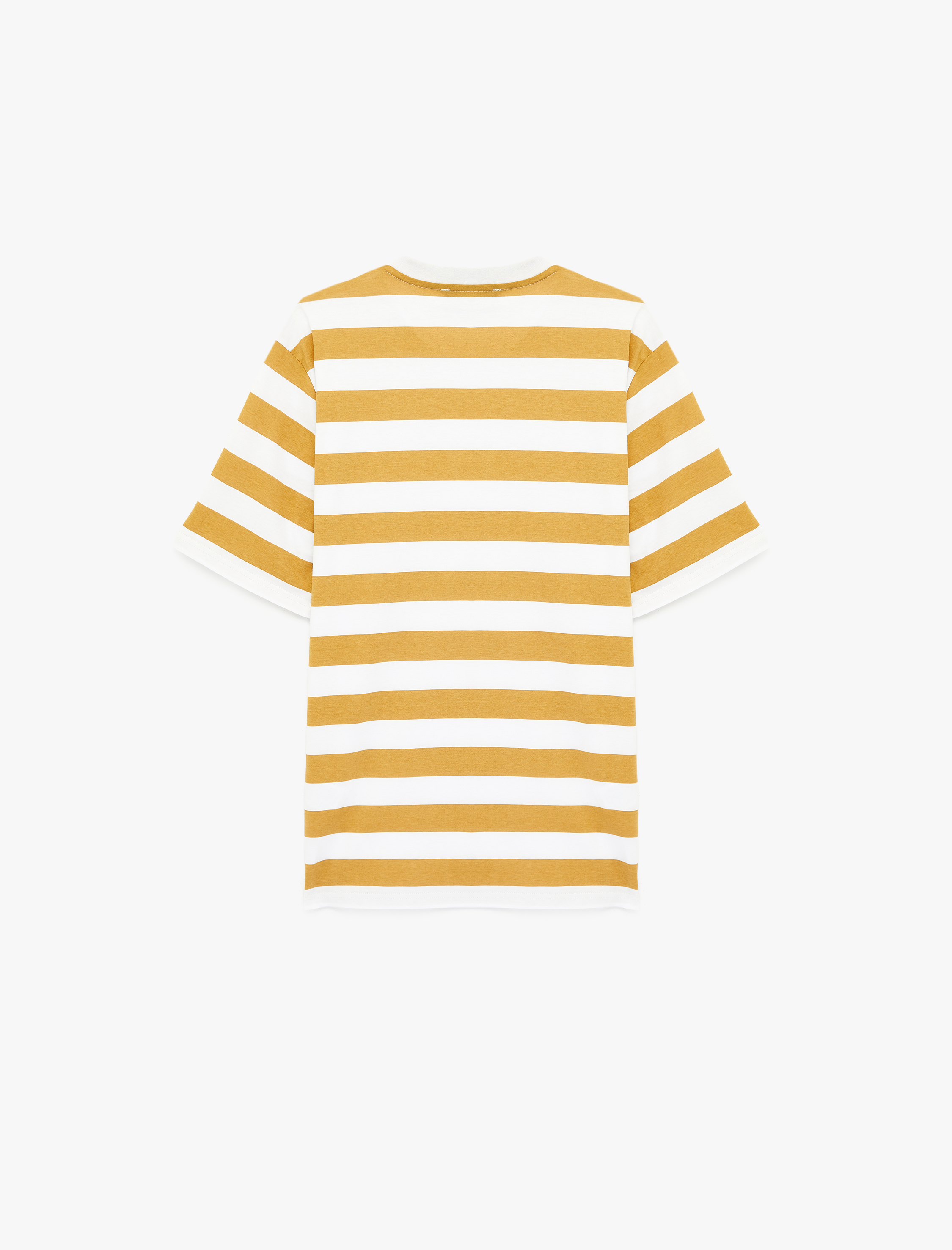   Regular Fit Kısa Kollu Bisiklet Yaka Pamuklu Çizgili Tişört