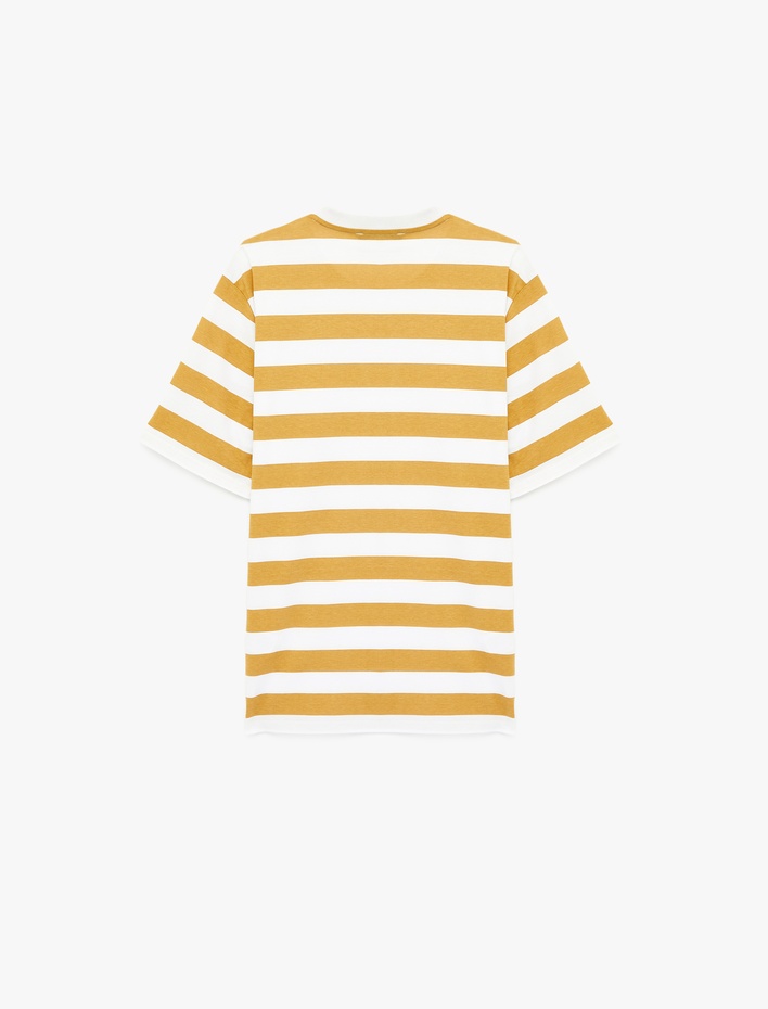  Regular Fit Kısa Kollu Bisiklet Yaka Pamuklu Çizgili Tişört