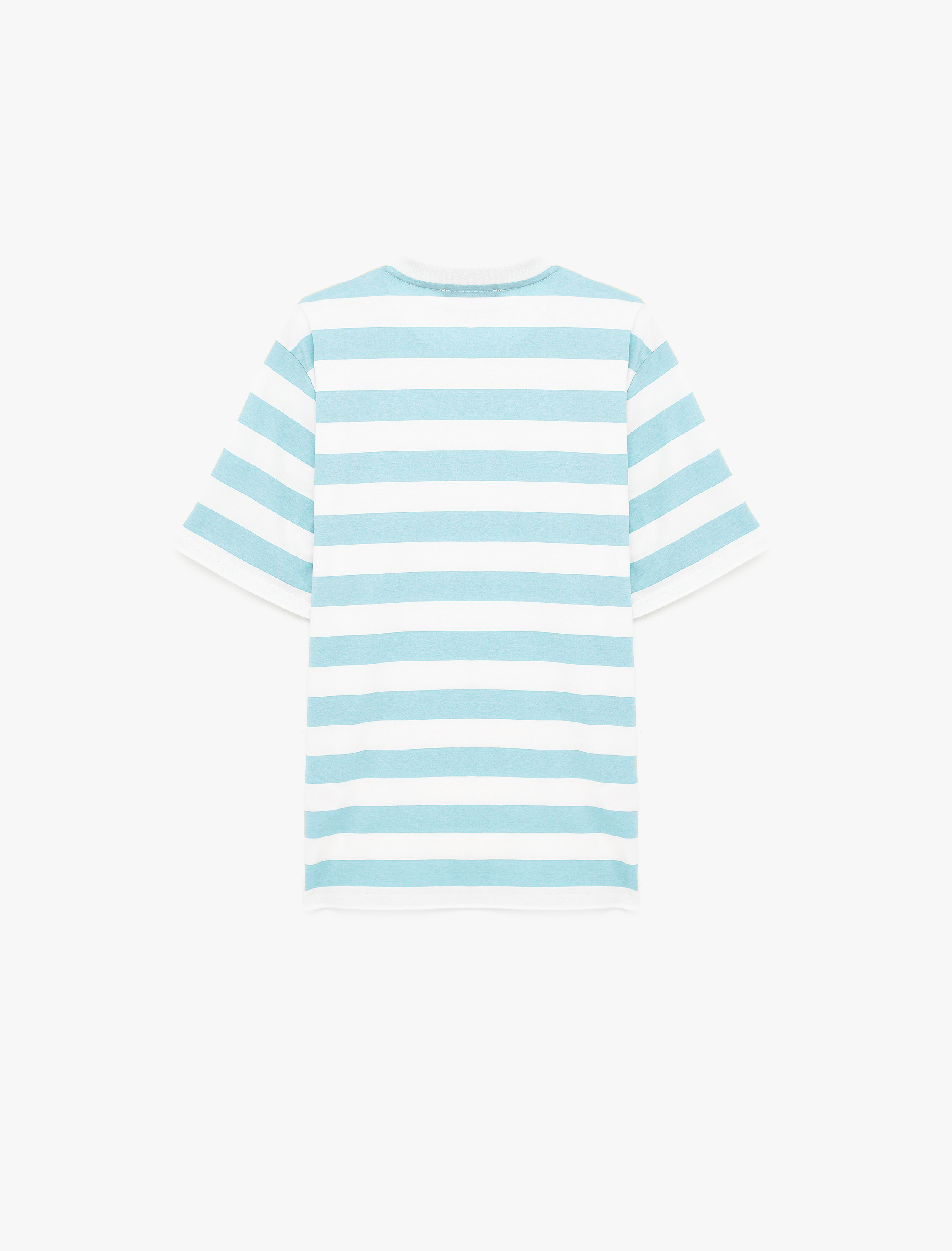   Regular Fit Kısa Kollu Bisiklet Yaka Pamuklu Çizgili Tişört