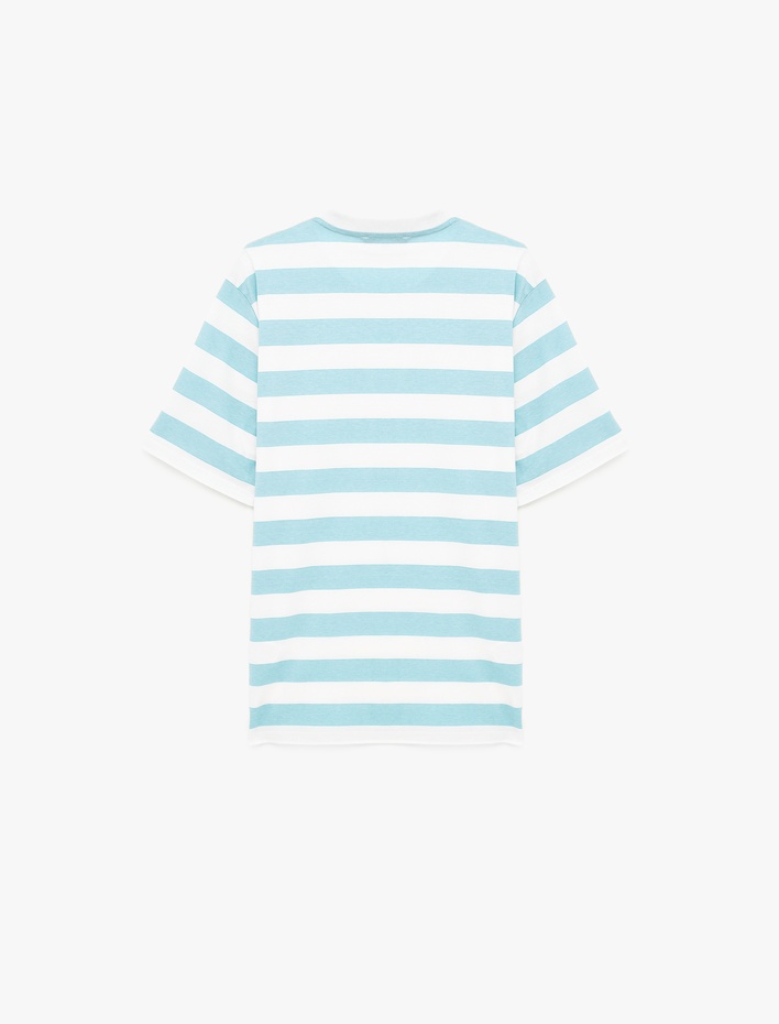  Regular Fit Kısa Kollu Bisiklet Yaka Pamuklu Çizgili Tişört