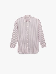 Klasik Yaka Düğmeli Uzun Kollu Oversize Viskon Gömlek