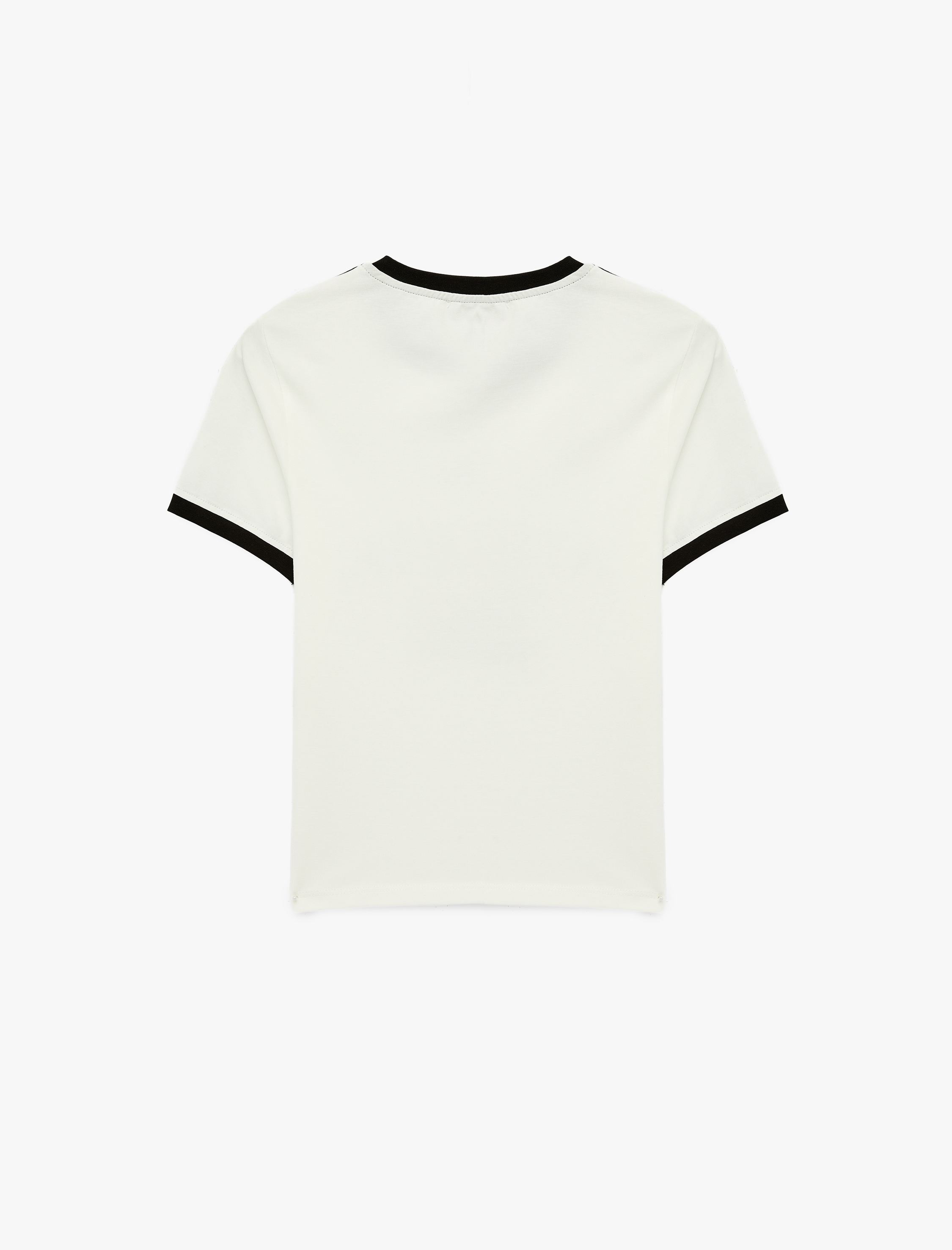   Pamuklu Kısa Kollu Bisiklet Yaka Baskılı Forma Tişört