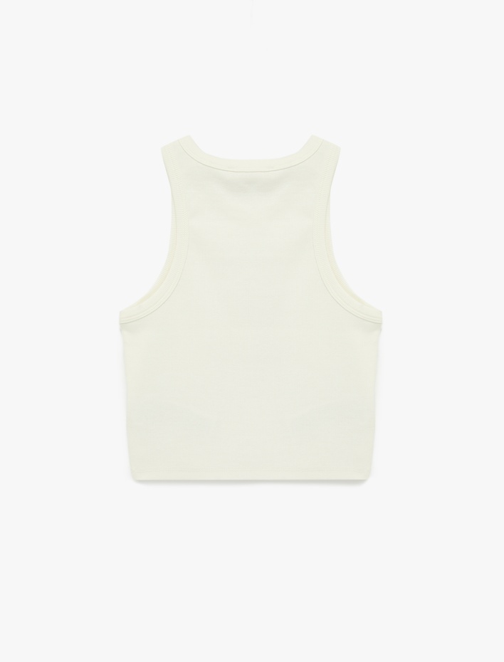  Pamuklu Bisiklet Yaka Portakal Baskılı Atlet