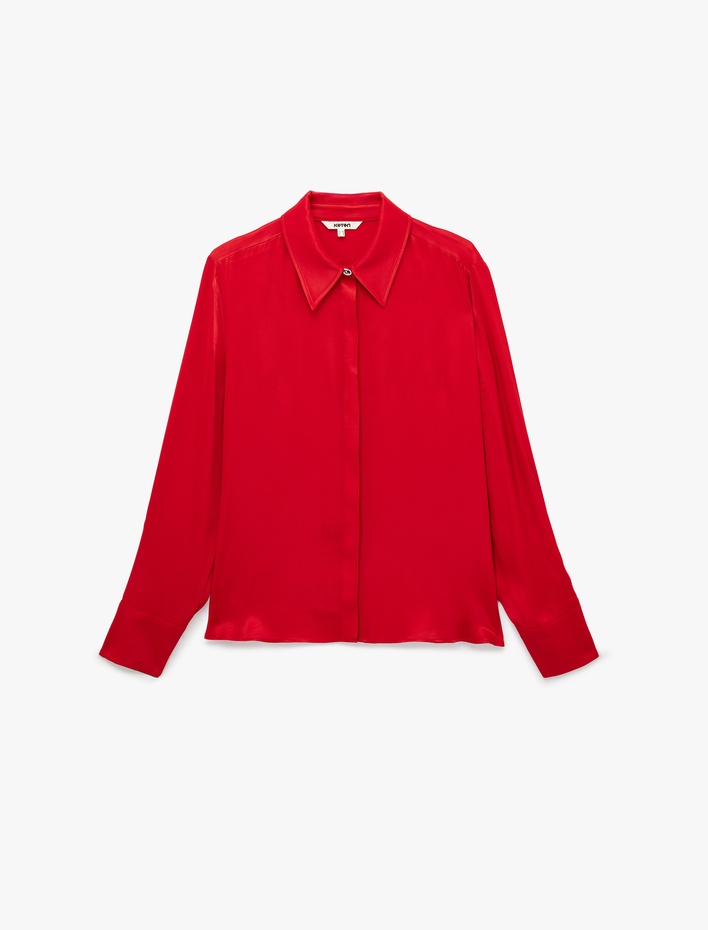  Regular Fit Uzun Kollu Saten Gömlek