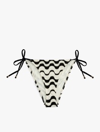 Su Yolu Desenli Parıltılı Yanları İpli Bikini Altı