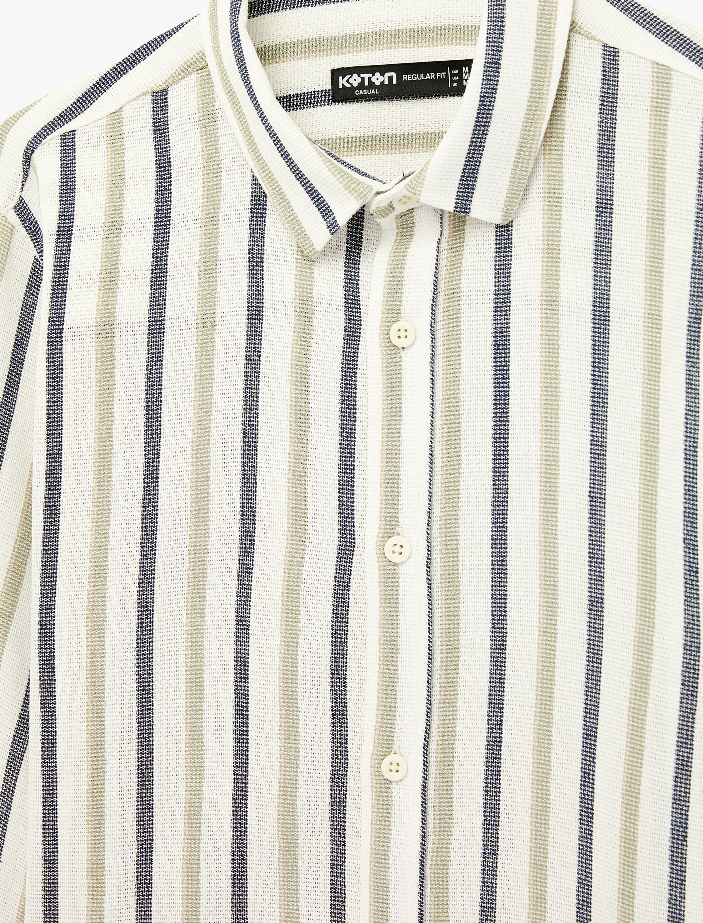   Regular Fit Uzun Kollu Pamuklu Klasik Yaka Çizgili Gömlek