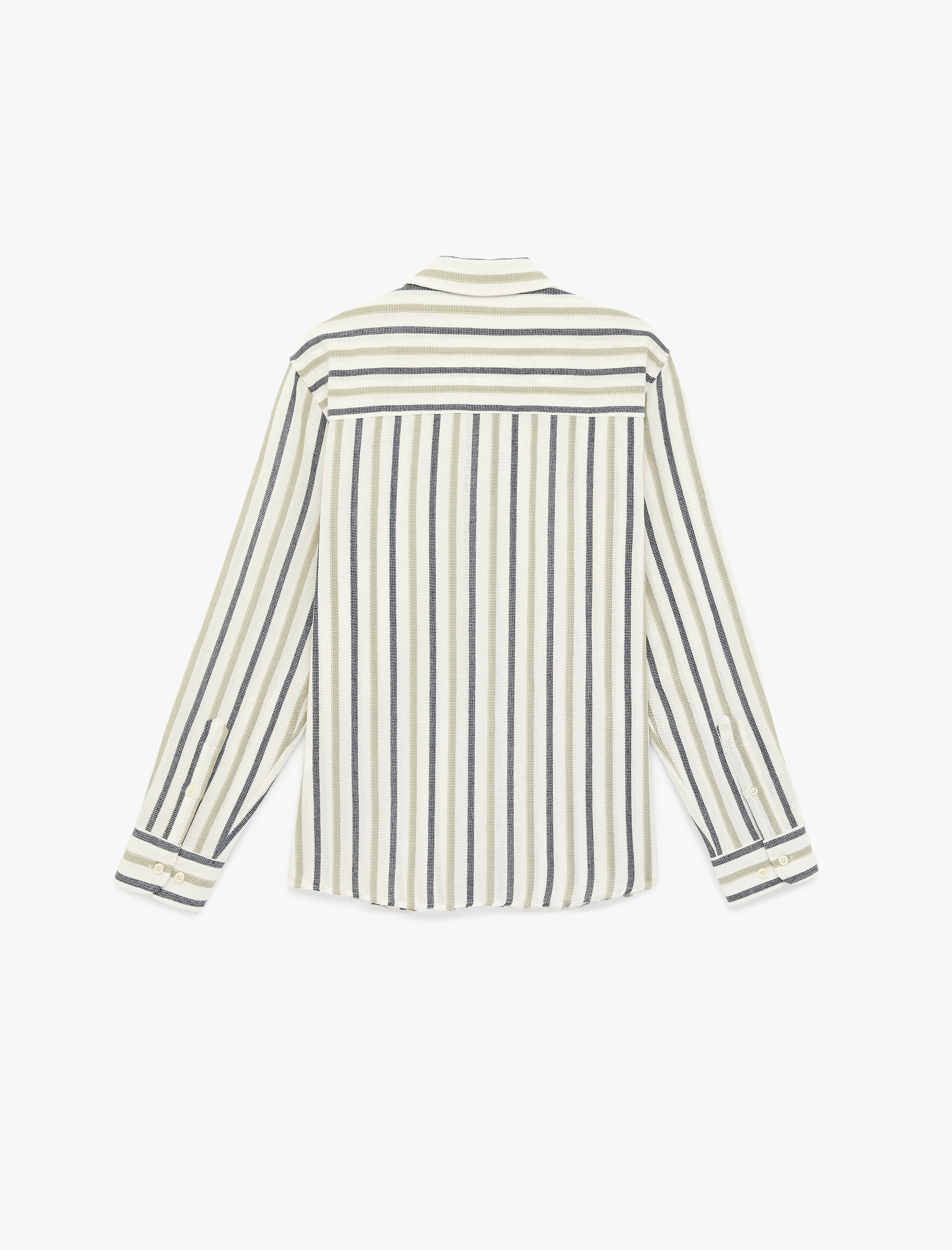   Regular Fit Uzun Kollu Pamuklu Klasik Yaka Çizgili Gömlek