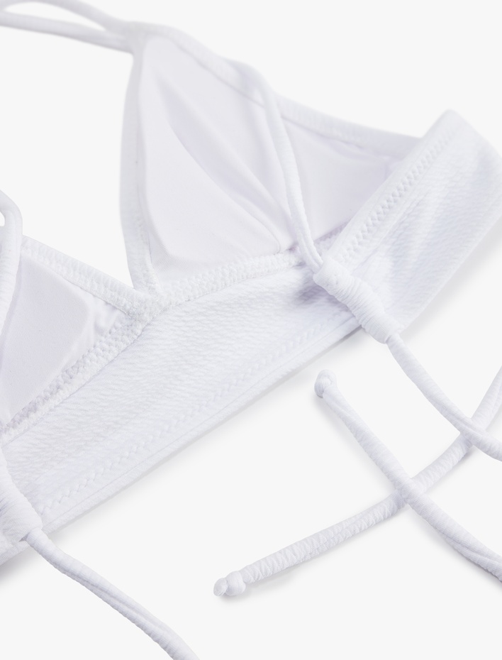  Çapraz Askılı Dokulu Bralet Bikini Üstü
