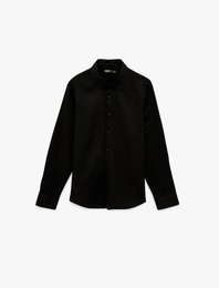 Uzun Kollu Yarım İtalyan Yaka Slim Fit Gömlek