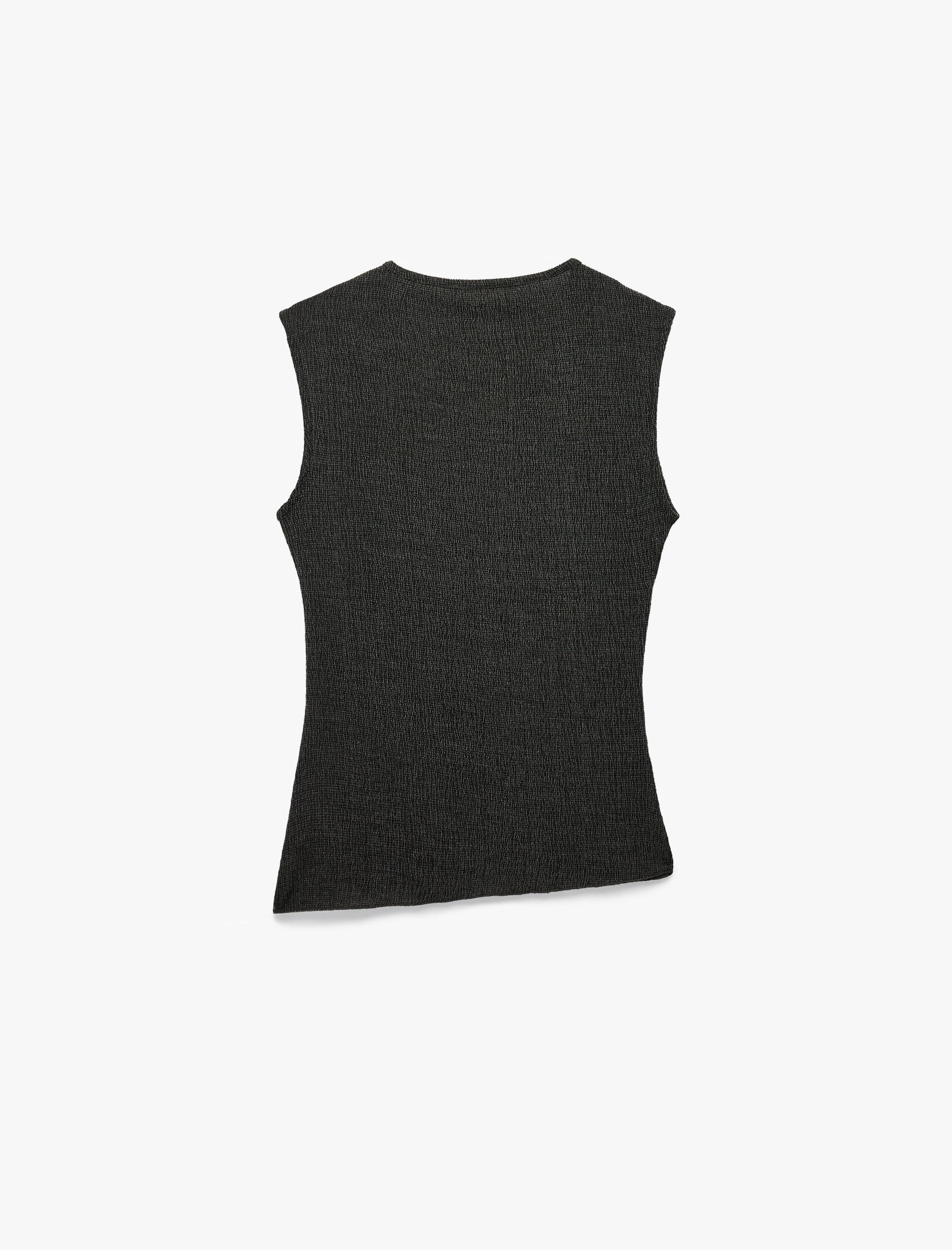   Drape Detaylı Kolsuz Bisiklet Yaka Bluz