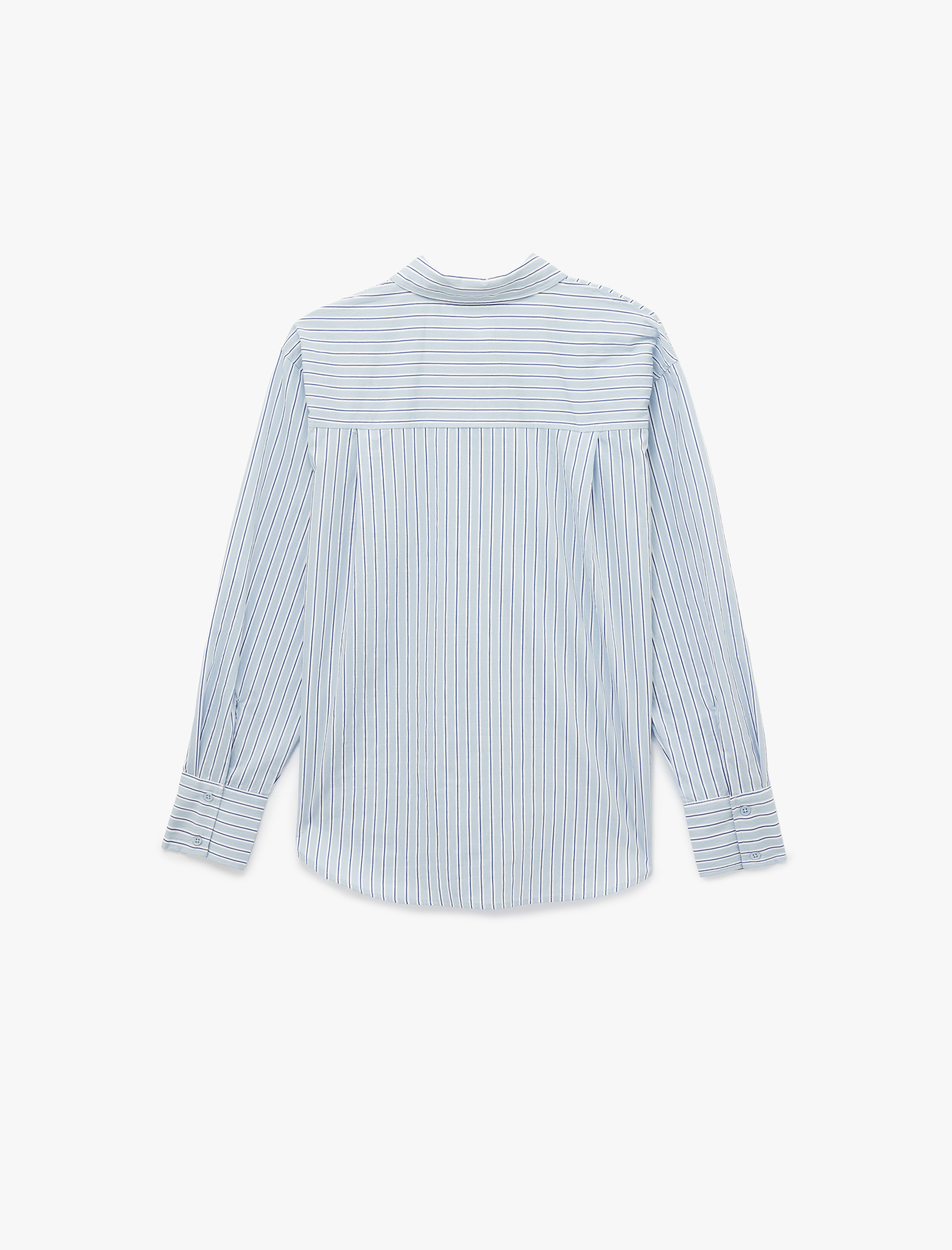   Regular Fit Uzun Kollu Klasik Yaka Çizgili Taşlı Gömlek