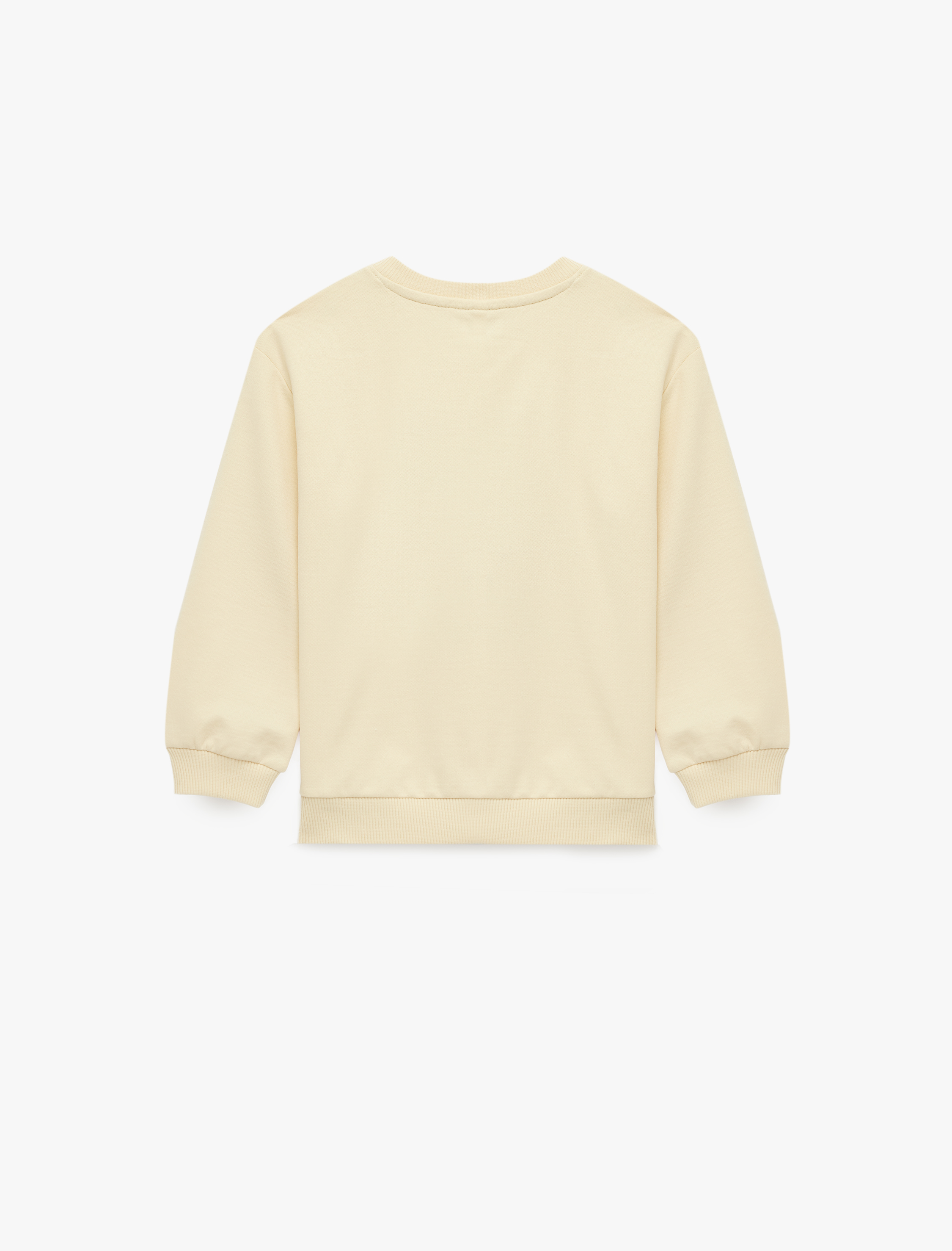  Kız Bebek Şardonlu Uzun Kollu Kalp Detaylı Bisiklet Yaka Pamuklu Sweatshirt