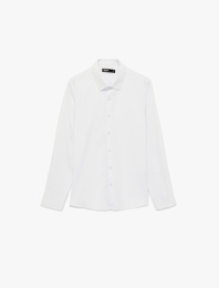 Uzun Kollu Yarım İtalyan Yaka Slim Fit Gömlek