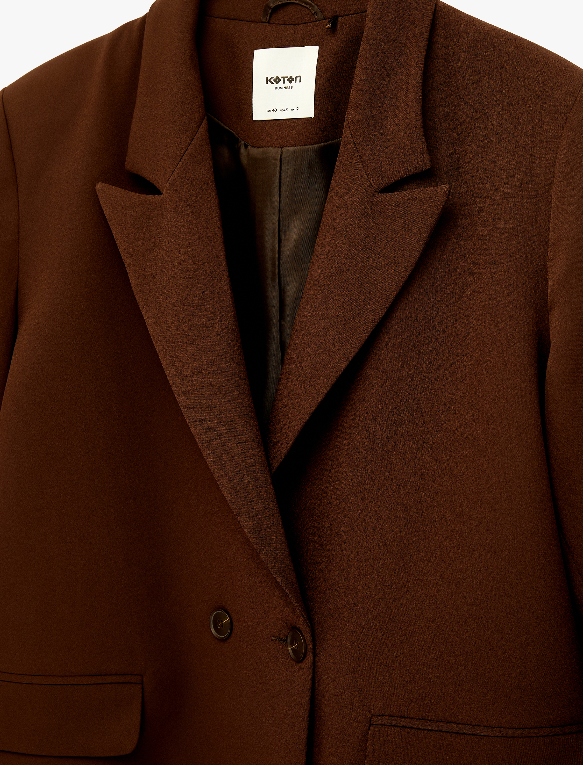   Cep Detaylı Düğmeli Kruvaze Yaka Oversize Blazer Ceket