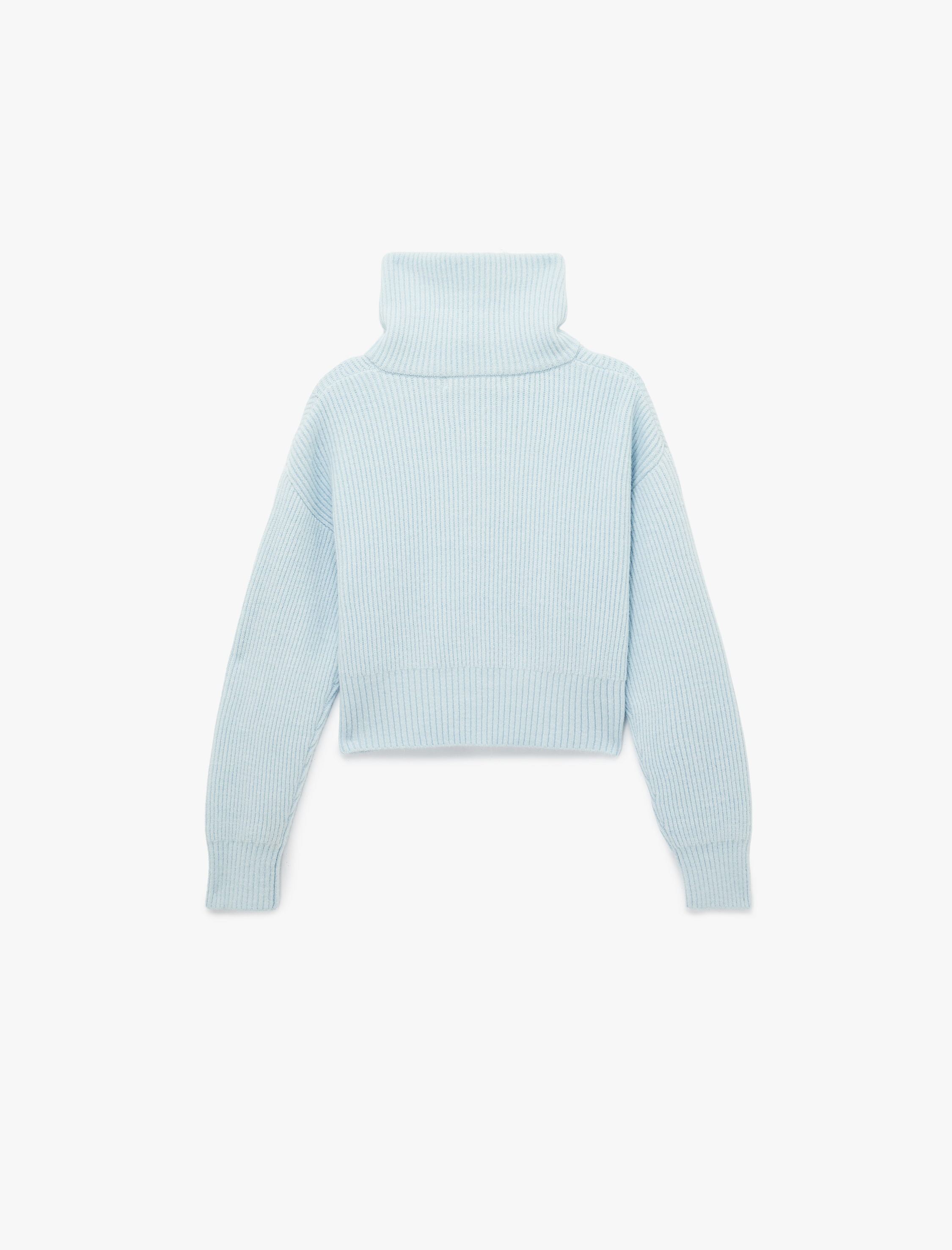   Uzun Kollu Yarım Fermuarlı Devrik Yaka Triko Kazak