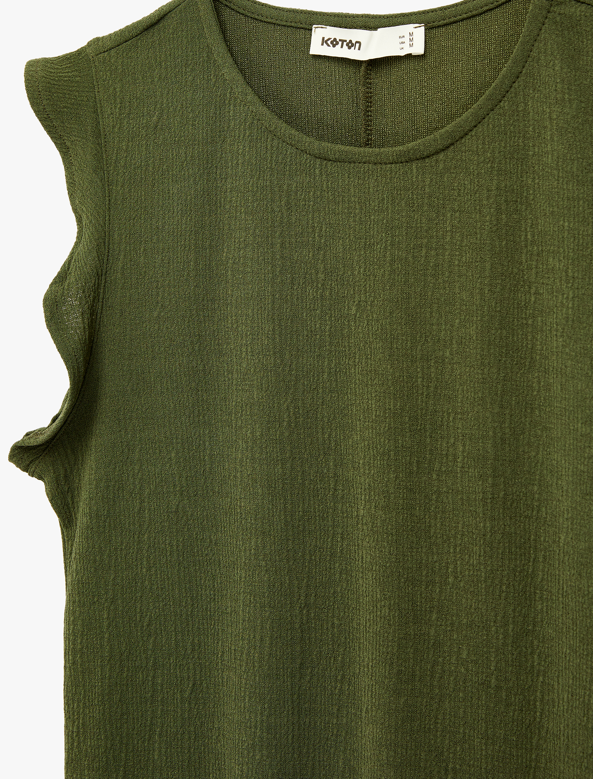   Krep Scuba Kumaş Kolsuz Bisiklet Yaka Fırfırlı Mini Elbise