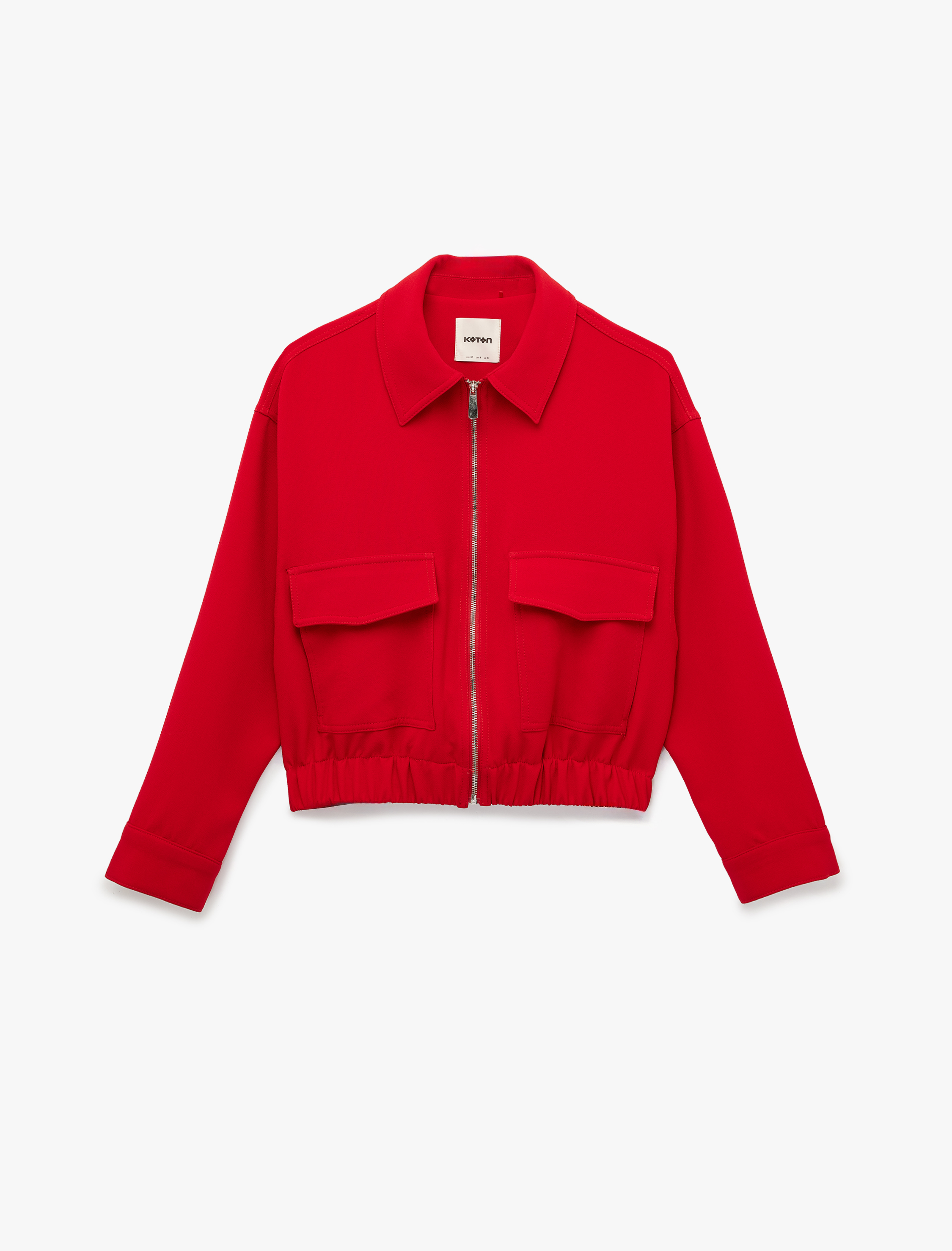   Uzun Kollu Cepli Fermuarlı Oversize Bomber Ceket