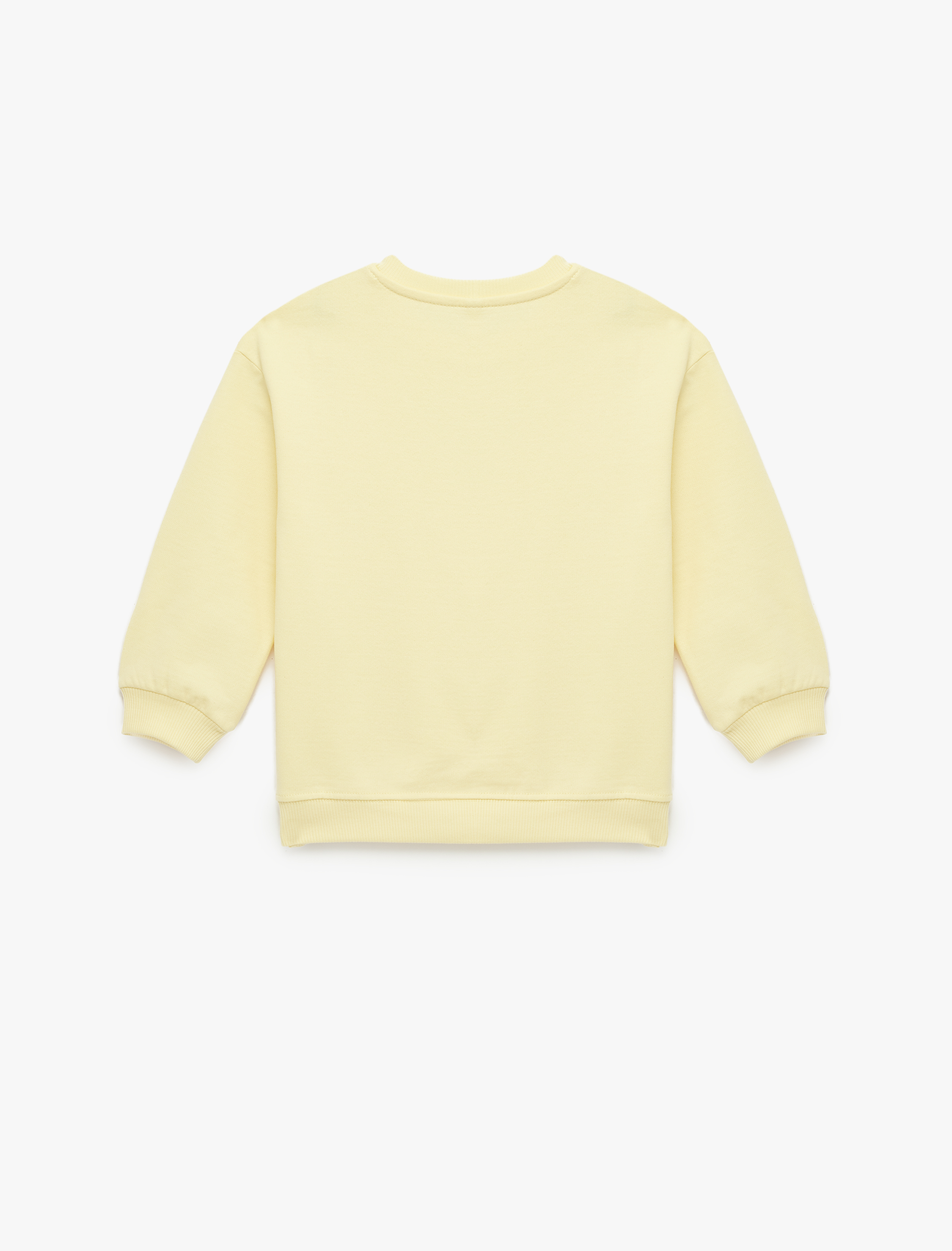  Kız Bebek Uzun Kollu Bisiklet Yaka Fiyonk Detaylı Şardonlu Pamuklu Sweatshirt