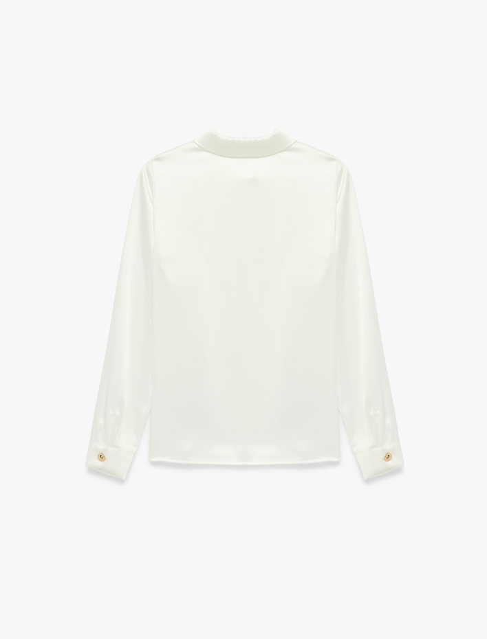  Klasik Yaka Uzun Kollu Saten Gömlek