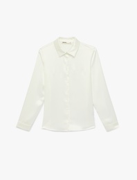 Klasik Yaka Uzun Kollu Saten Gömlek