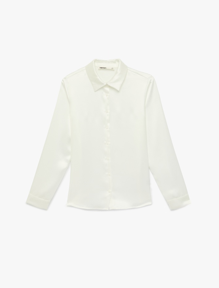  Klasik Yaka Uzun Kollu Saten Gömlek