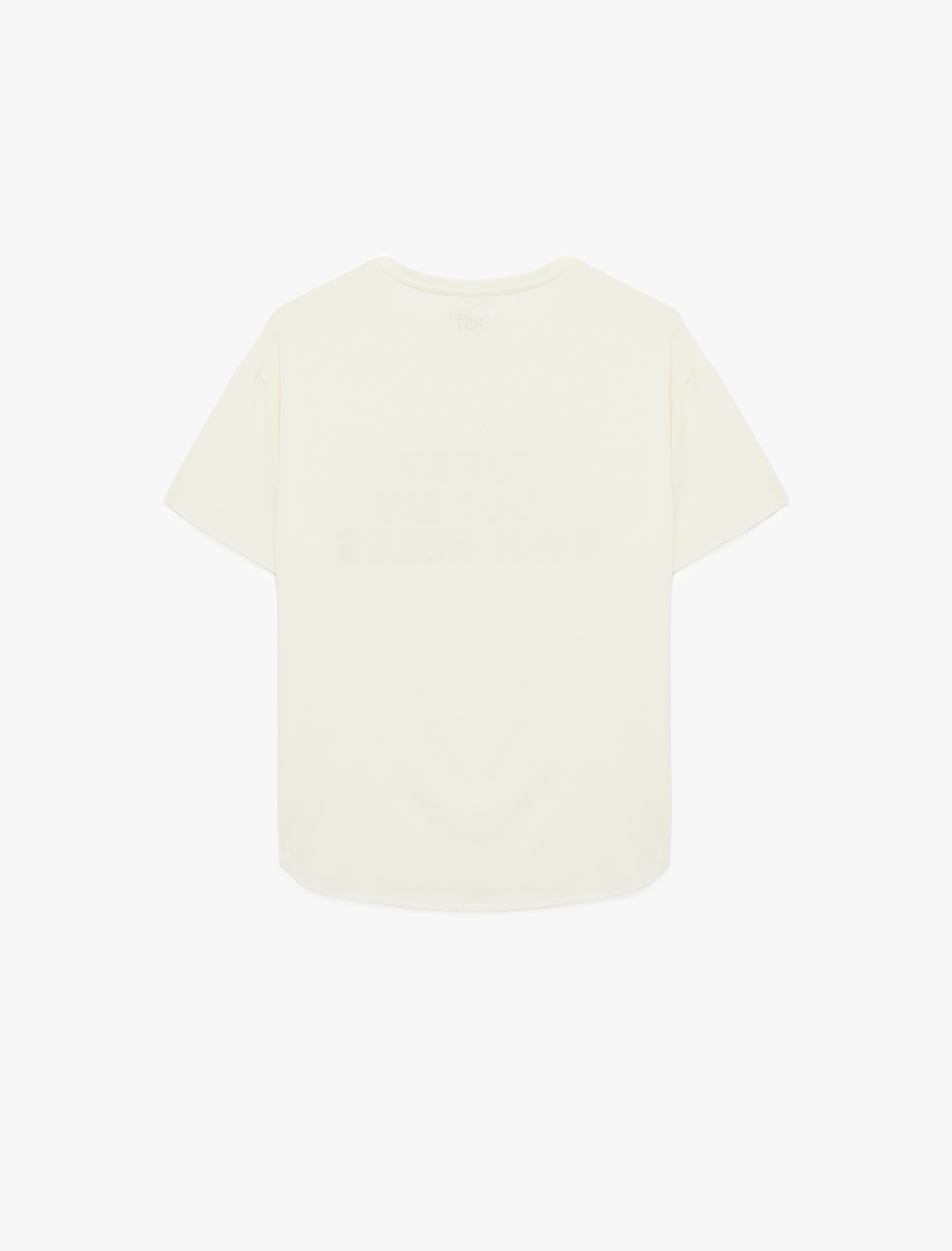   Rahat Kalıp Kısa Kollu Bisiklet Yaka Slogan Baskılı Tişört