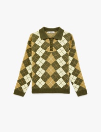 Uzun Kollu Polo Yaka Triko Kazak