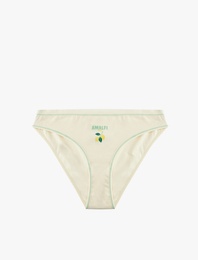 Dikiş Detaylı Rahat Kalıp Baskılı Pamuklu Brief Külot