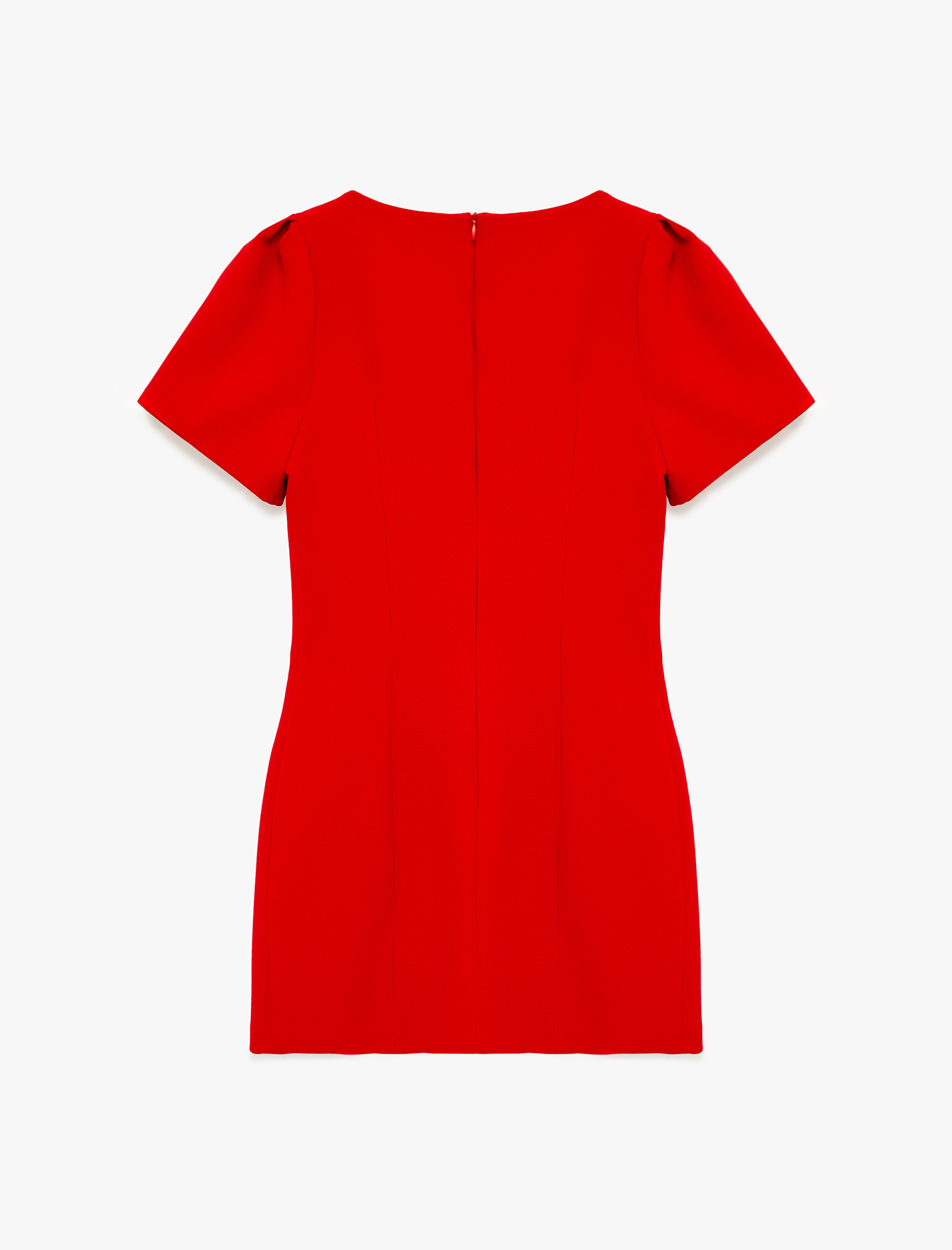   Bisiklet Yaka Kısa Balon Kollu Mini Elbise