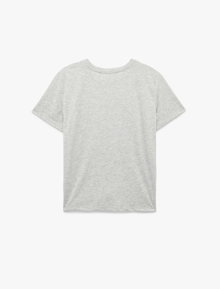  Kısa Kollu Bisiklet Yaka Baskılı Tişört