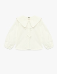 Fiyonk Detaylı Pamuklu Uzun Kollu Oversize Bebe Yaka Gömlek