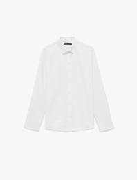 Uzun Kollu Yarım İtalyan Yaka Slim Fit Klasik Gömlek